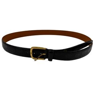 Trafalgar Croc-Embossed Black Leather Belt Made in USA Size 38